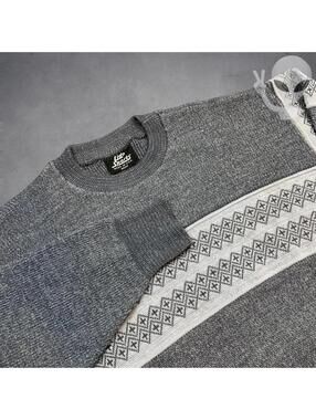 Vintage Lido Sports Pure Wool Knit Sweater Large Gray 80s USA